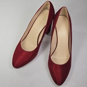 Nine West Red Satin Block Heel Pumps Women's Size 7.5M